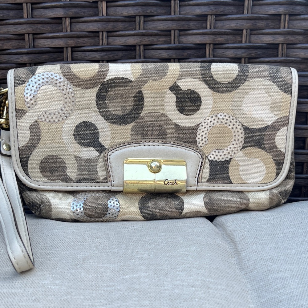 Coach Multicolor Sequined Wristlet Clutch